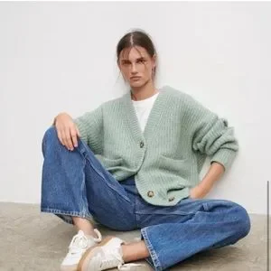 Jeans Mint Cardigan Zara ZARA MINT WOOL BLEND CHUNKY KNIT